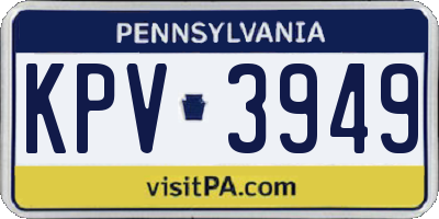 PA license plate KPV3949