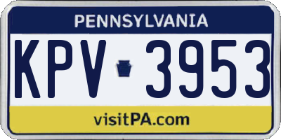 PA license plate KPV3953
