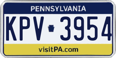 PA license plate KPV3954