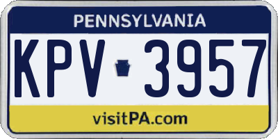 PA license plate KPV3957