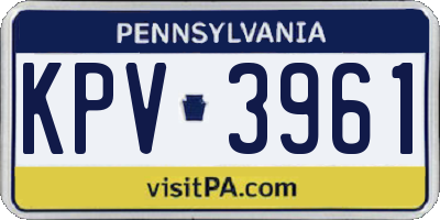 PA license plate KPV3961