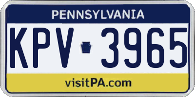 PA license plate KPV3965