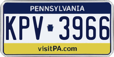 PA license plate KPV3966