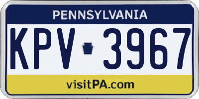 PA license plate KPV3967