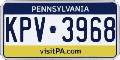 PA license plate KPV3968