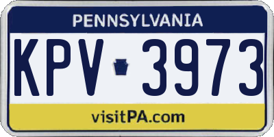 PA license plate KPV3973