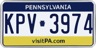 PA license plate KPV3974