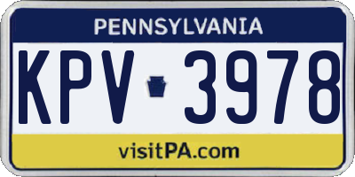 PA license plate KPV3978