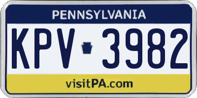 PA license plate KPV3982