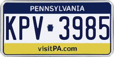 PA license plate KPV3985