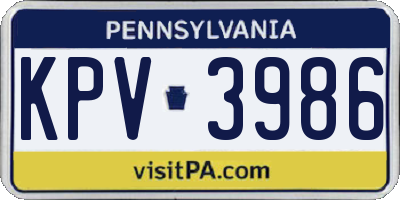PA license plate KPV3986