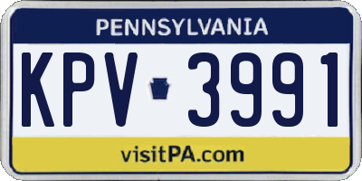 PA license plate KPV3991