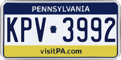 PA license plate KPV3992