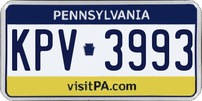 PA license plate KPV3993