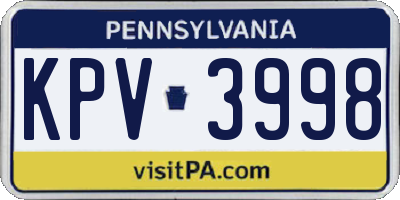 PA license plate KPV3998