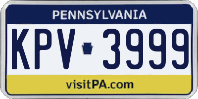 PA license plate KPV3999