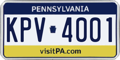PA license plate KPV4001