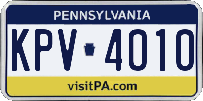 PA license plate KPV4010