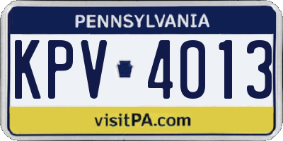 PA license plate KPV4013