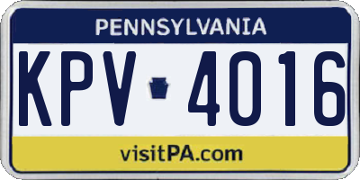 PA license plate KPV4016