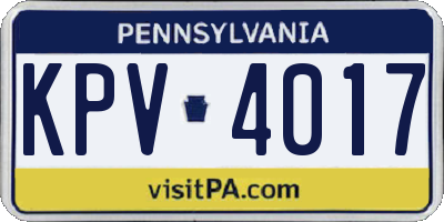 PA license plate KPV4017