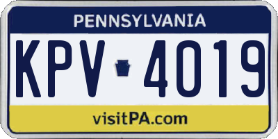 PA license plate KPV4019