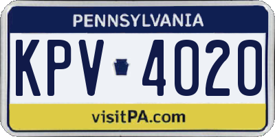 PA license plate KPV4020