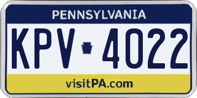 PA license plate KPV4022