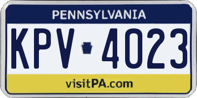 PA license plate KPV4023