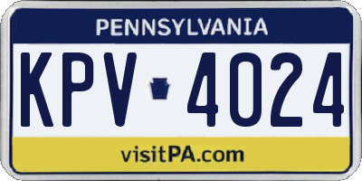 PA license plate KPV4024