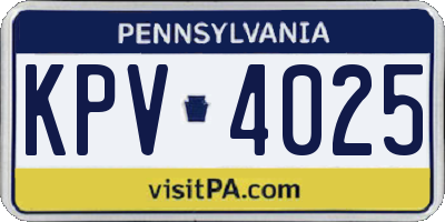 PA license plate KPV4025