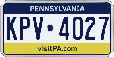 PA license plate KPV4027