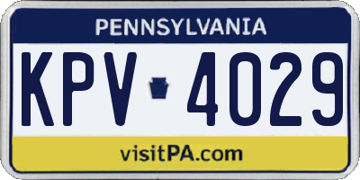 PA license plate KPV4029
