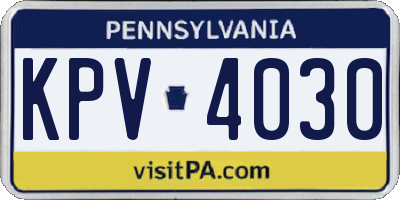 PA license plate KPV4030