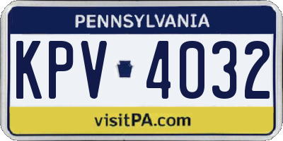 PA license plate KPV4032