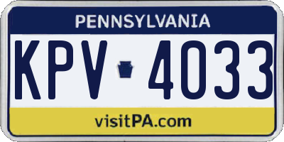 PA license plate KPV4033