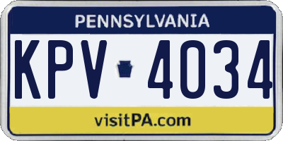 PA license plate KPV4034
