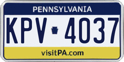 PA license plate KPV4037