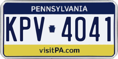 PA license plate KPV4041