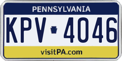 PA license plate KPV4046