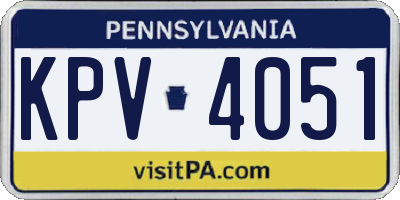 PA license plate KPV4051