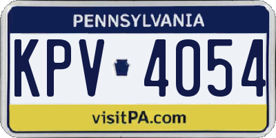 PA license plate KPV4054