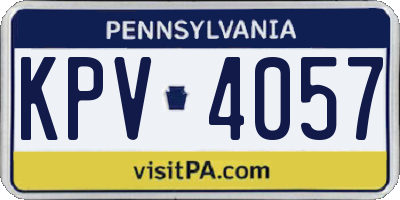 PA license plate KPV4057
