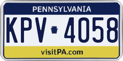 PA license plate KPV4058