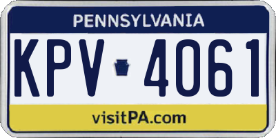PA license plate KPV4061