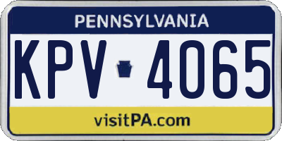 PA license plate KPV4065