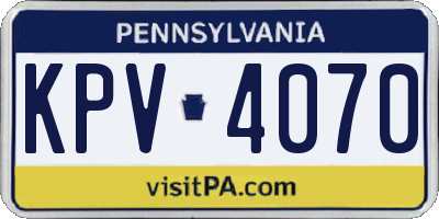 PA license plate KPV4070