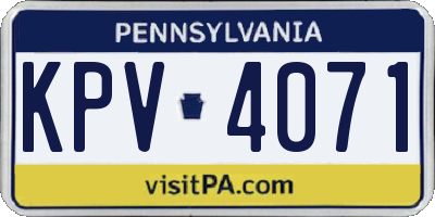 PA license plate KPV4071