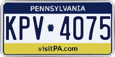 PA license plate KPV4075