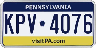 PA license plate KPV4076